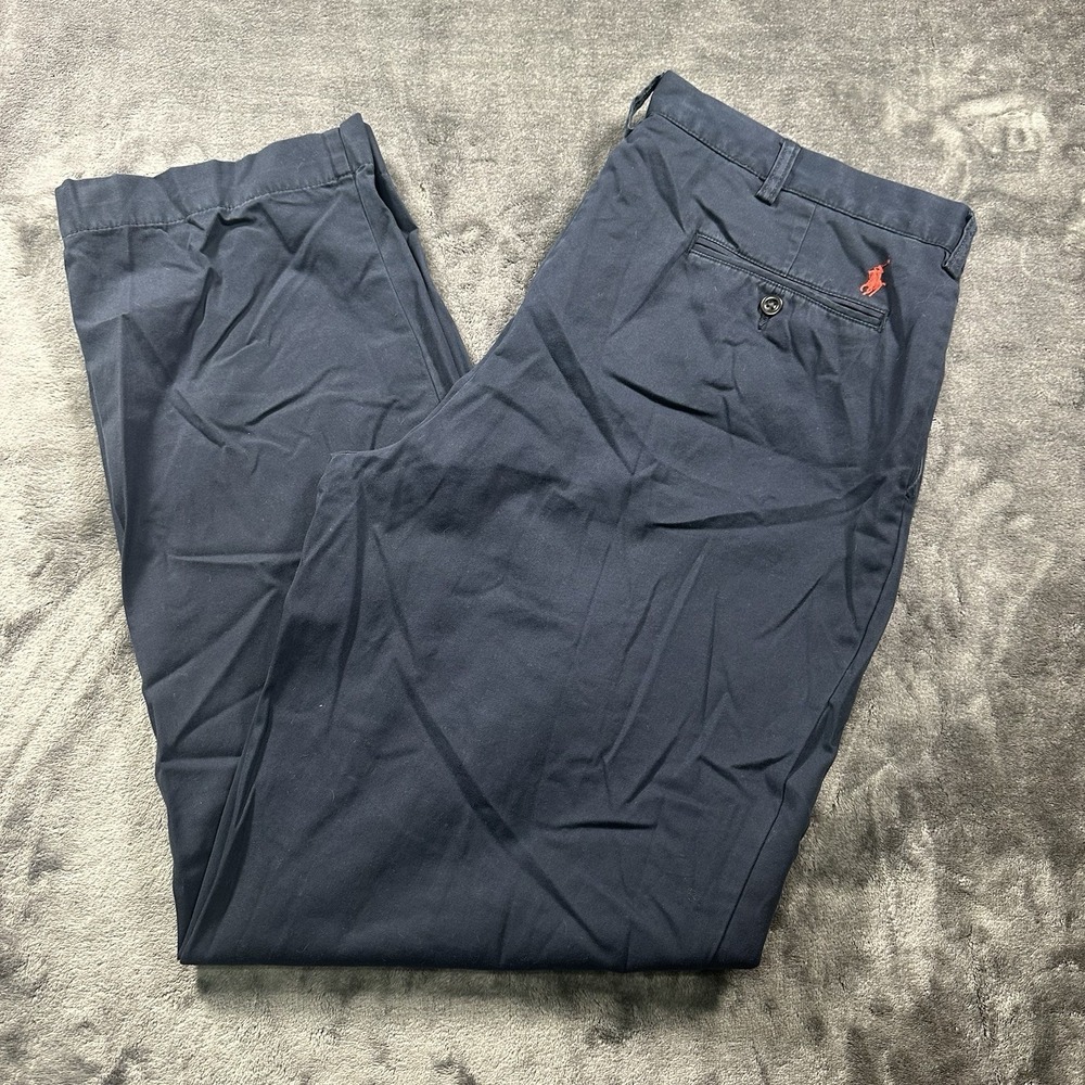 Vtg Polo Ralph Lauren Pants Suffield Flat Front Chino Mens‎  38x32 Blue